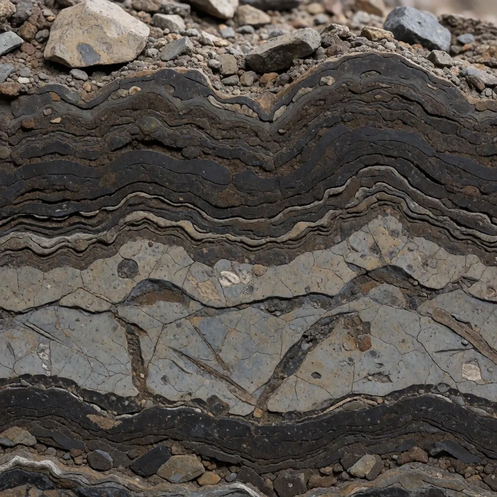 Sedimentary rock layers cross-section in Neuquén Basin