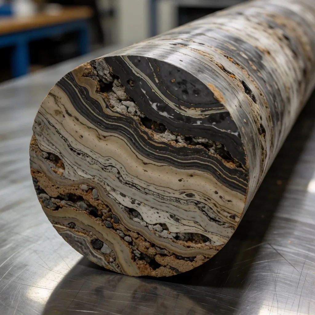 Shale core sample cross-section from Vaca Muerta formation