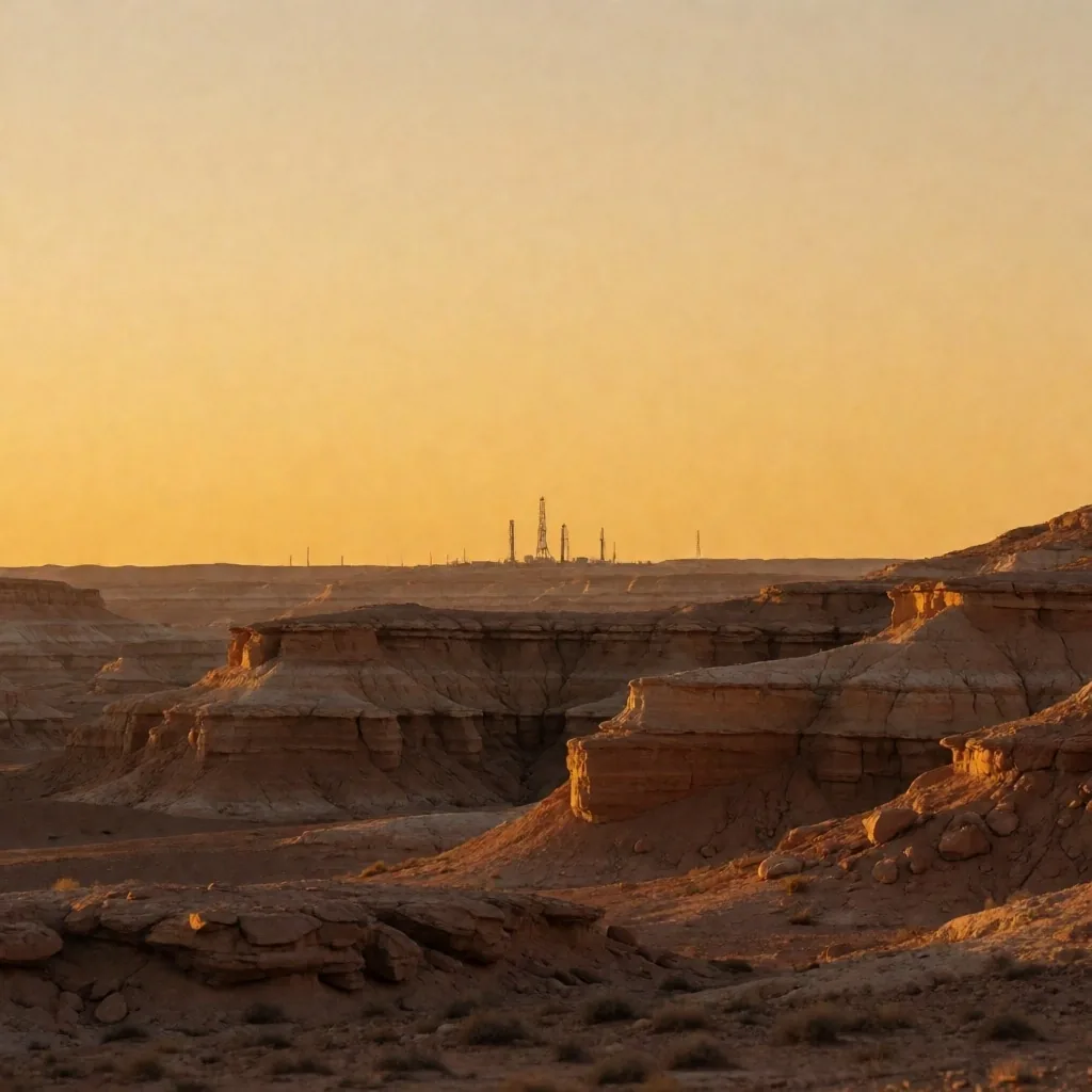 Paisaje de la cuenca neuquina al atardecer