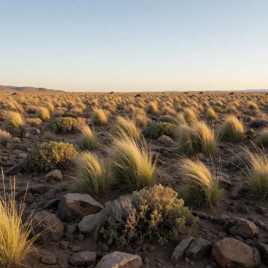 Vegetación nativa de la estepa patagónica en zonas de operación de Vaca Muerta